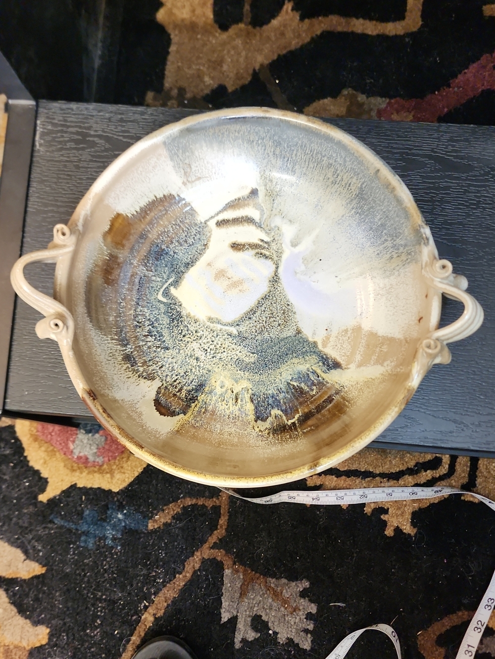 Nunes Handcrafted Ceramic Decorative Bowl in Cream and Brown